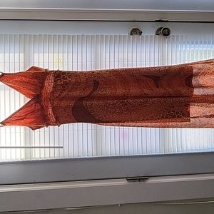 Orange print spaghetti strap dress